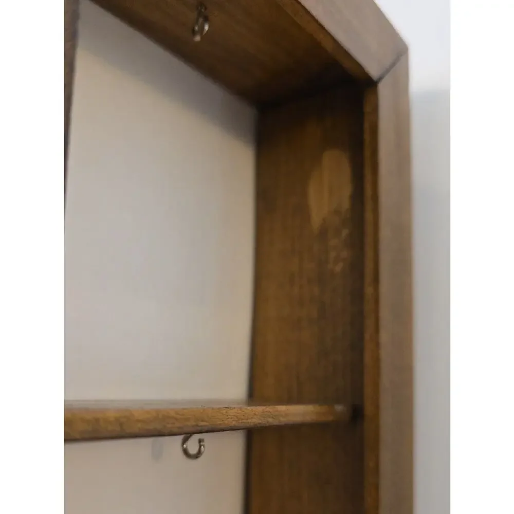 Vintage Wooden Wall Display Shelf Knick Knack Shadow Box French Herb Drying Rack